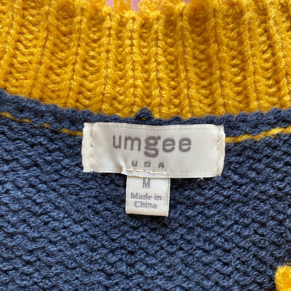 Umgee Sweater Color Block Fringe Patchwork Knitted - image 5